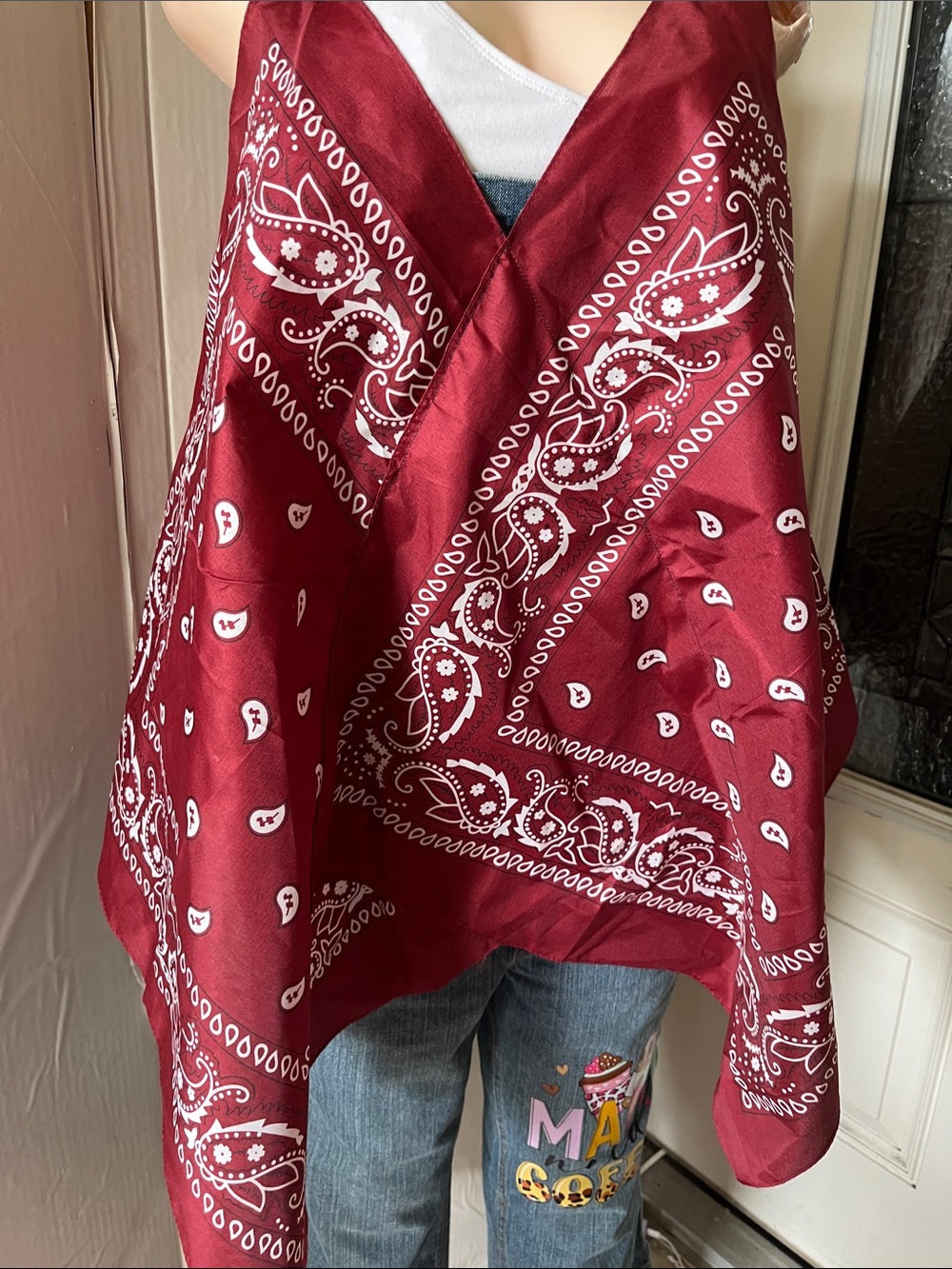 Burgundy Paisley Bandana top with burgundy color.